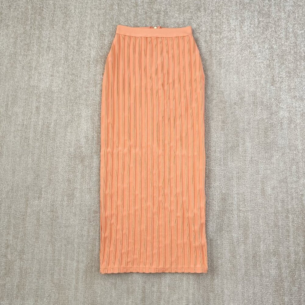 3 for $6 Orange Rib Knit Stretch Column Maxi Skirt S
